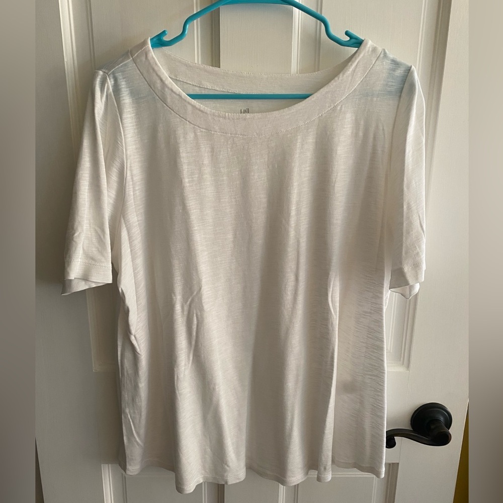J.Jill plain white cotton tee, women’s large petite
